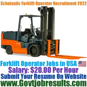 Scholastic Forklift Operator Recruitment 2022-23