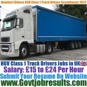 Number1 Drivers HGV Class 1 Truck Drivers Recruitment 2022-23
