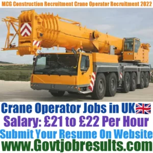 MCG Construction Recruitment Crane Operator Recruitment 2022-23
