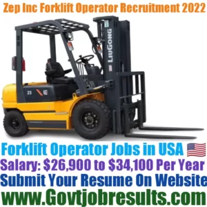 Zep Inc Forklift Operator Recruitment 2022-23