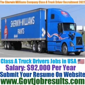 The Sherwin Williams Company Class A Truck Driver Recruitment 2022-23