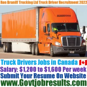 Ron Braniff Trucking Ltd Truck Driver Recruitment 2022-23