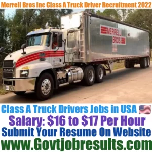 Merrell Bros Inc Class A Truck Driver Recruitment 2022-23