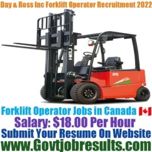Day and Ross Inc Forklift Operator Recruitment 2022-23