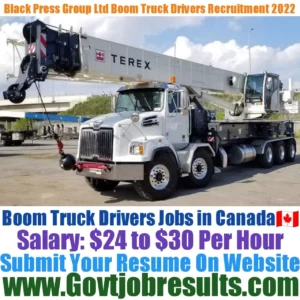 Black Press Group Ltd Boom Truck Driver Recruitment 2022-23