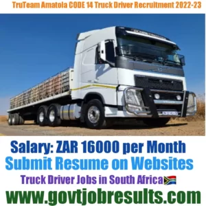 TruTeam Amatola CODE 14 Truck Driver Recruitment 2022-23