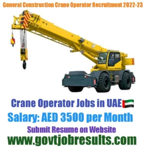 General Construction Crane Operator Recruitment 2022-23