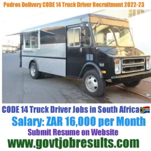 Pedros Delivery CODE 14 Truck driver Recruitment 2022-23