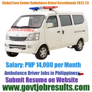 Global Care Center Ambulance Driver Recruitment 2022-23