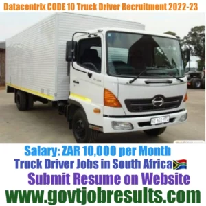 Datacentrix CODE 10 Truck driver Recruitment 2022-23