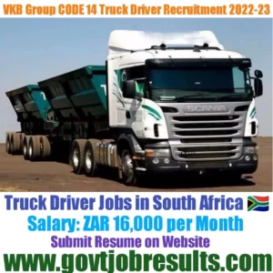 VKB Group CODE 14 Truck DRIVER Recruitment 2020-23