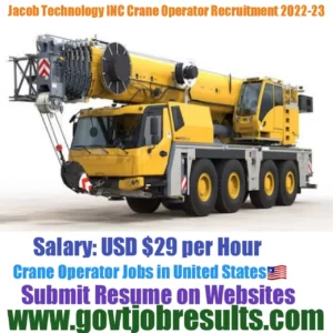 Jacob Technology Crane Operator Recruitment 2022-23