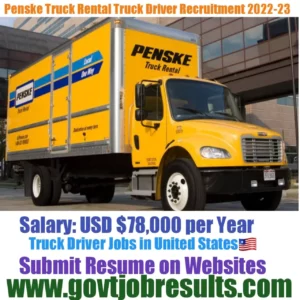 Penske Truck Rental HGV Truck Driver Recruitment 2022-23