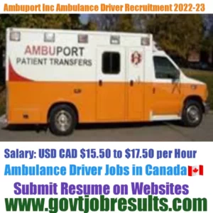 Ambuport INC Ambulance Driver Recruitment 2022-23
