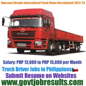 Suncoast Brands International Truck Driver Recruitment 2022-23