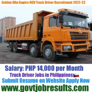Golden Win Empire HGV Truck Driver Recruitment 2022-23