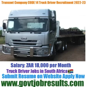 Transnet Company CODE 14 Truck driver Recruitment 2022-23