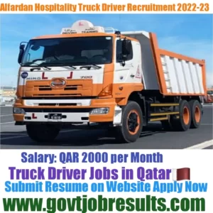 Alfardan Hospitality Medium Truck driver Recruitment 2022-23