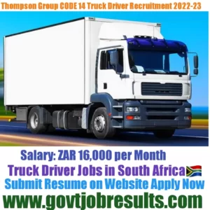 Thomson Sabie CODE 14 Truck driver Recruitment 2022-23