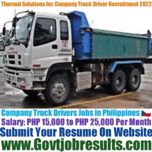 Thermal Solutions Inc Company Truck Driver Recruitment 2022-23