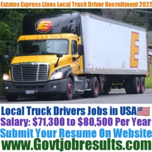 Estates Express Lines Local Truck Driver Recruitment 2021-23