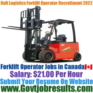 Bolt Logistics Forklift Operator Recruitment 2022-23
