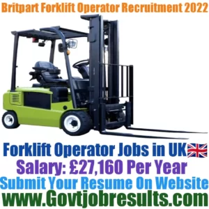 Britpart Forklift Operator Recruitment 2022-23