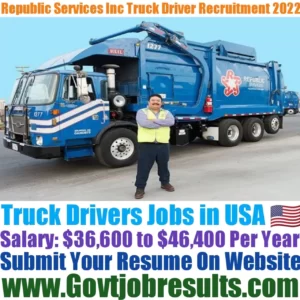 Republic Services Inc Truck Driver Recruitment 2022-23