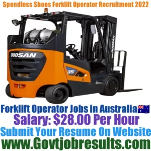 Spendless Shoes Forklift Operator Recruitment 2022-23