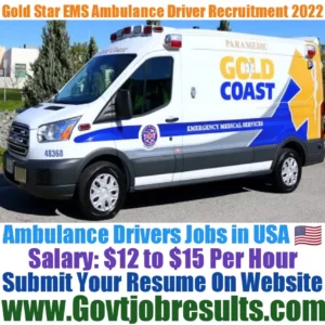 Gold Star EMS Ambulance Driver Recruitment 2022-23