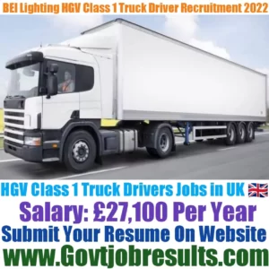 BEI Lighting HGV Class 1 Truck Driver Recruitment 2022-23