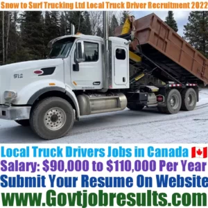 Snow to Surf Trucking Ltd Local Truck Driver Recruitment 2022-23
