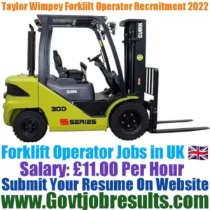 Taylor Wimpey Forklift Operator Recruitment 2022-23