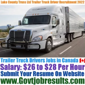 Lake Country Truss Ltd Trailer Truck Driver Recruitment 2022-23
