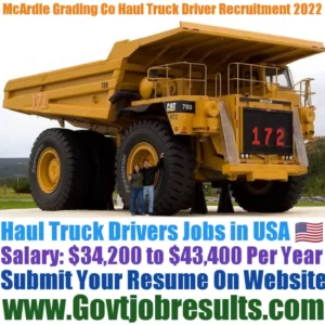 McArdle Grading Co Haul Truck Driver Recruitment 2022-23