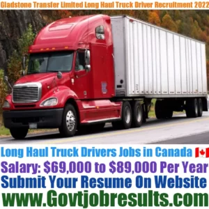 Gladstone Transfer Limited Long Haul Truck Driver Recruitment 2022-23