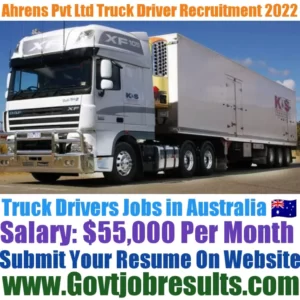 Ahrens Pvt Ltd Truck Driver Recruitment 2022-23