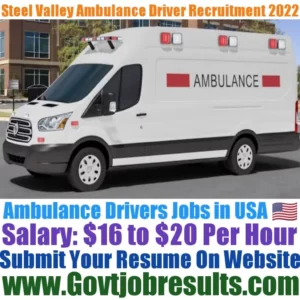 Steel Valley Ambulance Driver Recruitment 2022-23