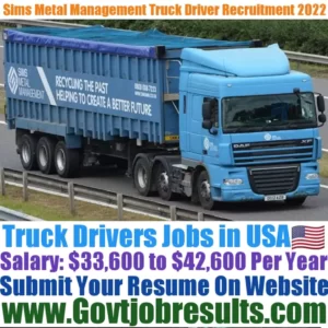 Sims Metal Management Truck Driver Recruitment 2022-23