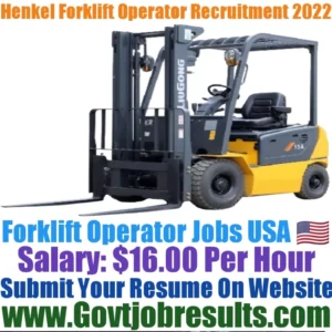 Henkel Forklift Operator Recruitment 2022-23