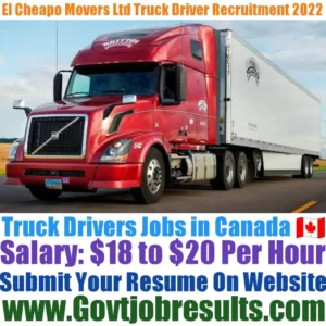 El Cheapo Movers Ltd Truck Driver Recruitment 2022-23