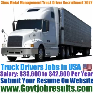 Sims Metal Management Truck Driver Recruitment 2022-23