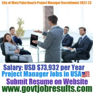 City of West Palm beach Project manager Recruitment 2022-23