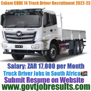 Eskom CODE 14 Truck Driver Recruitment 2022-23