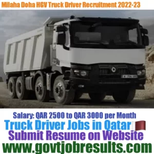 Milaha Doha HGV Truck driver Recruitment 2022-23