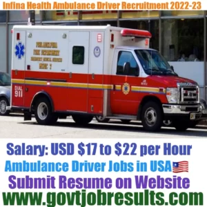 Infina Health Medical Ambulance Driver Recruitment 2022-23