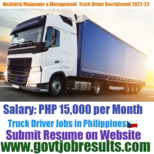 Mediatrix Manpower & Management Truck Driver Recruitment 2022-23