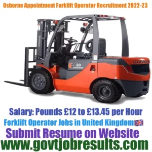 Osborne Appointments Forklift Operator Recruitment 2022-23