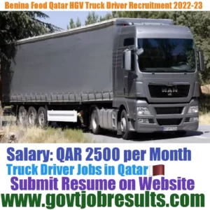 Benina Food Qatar HGV Truck Driver Recruitment 2022-23