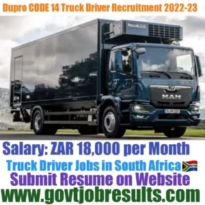 Durpro CODE 14 Truck Driver Recruitment 2022-23